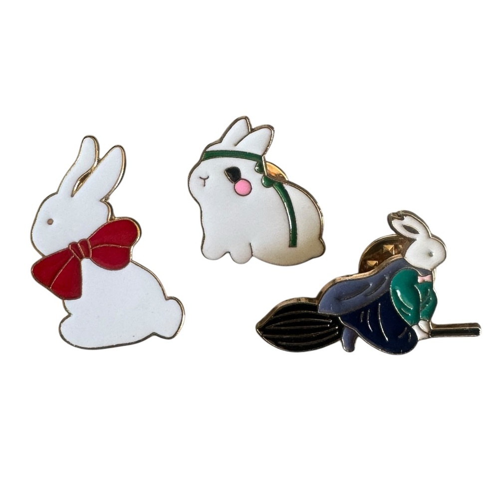 White Rabbit Enamel Pin Set